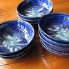 Dessert bowls in Northern lights glaze to compliment their pattern